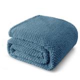 Whale Flotilla Twin Size Fuzzy Fleece Blanket, Fluffy Warm Soft Jacquard Bed Blankets for All Season, Lightweight and Cozy, 60x80 Inch, Slate Blue