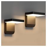 Aoceley 2-Pack Outdoor Rotatable Wall Lights 350° Adjustable Head Modern Porch Light LED Wall Sconce Black Exterior Wall Lights Modern Lights for House, 3000K