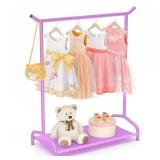 EAGMAK Kids Clothing Rack, Baby Clothes Rack with Bottom Storage Shelf, Kids Dress Up Rack for Little Girls, Metal Coat Rack Toddler Closet Organizer, Costume Garment Rack for Hanging Clothes (Purple)