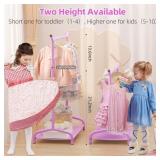 EAGMAK Kids Clothing Rack, Baby Clothes Rack with Bottom Storage Shelf, Kids Dress Up Rack for Little Girls, Metal Coat Rack Toddler Closet Organizer, Costume Garment Rack for Hanging Clothes (Purple)