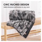 EVERGRACE Luxurious Soft Faux Fur Throw Blanket, Cozy Fuzzy Plush Warm Throws for Couch Bed Sofa Chair Home Decor, Ruched Bubble Fluffy Blanket with Reversible Velvet, 50\" x 60\", Gray