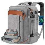 Vancropak Carry on Backpack, Flight Approved 18x14x8 Travel Backpack with 3 Packing Cubes, Expandable Large 40L Travel Bag fits 17.3\" Laptop, Anti Theft Luggage Suitcase Weekend for Women Men, Grey