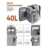 Vancropak Carry on Backpack, Flight Approved 18x14x8 Travel Backpack with 3 Packing Cubes, Expandable Large 40L Travel Bag fits 17.3\" Laptop, Anti Theft Luggage Suitcase Weekend for Women Men, Grey