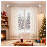 KAMANINA 1 Inch Curtain Rods 32 to 58 Inches (2.6-4.8 Feet) Silver Curtain Rods for Windows 20 to 54 Inch, Telescoping Decorative Drapery Rod with Acrylic Crystal Netted Texture Ends