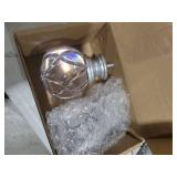 KAMANINA 1 Inch Curtain Rods 32 to 58 Inches (2.6-4.8 Feet) Silver Curtain Rods for Windows 20 to 54 Inch, Telescoping Decorative Drapery Rod with Acrylic Crystal Netted Texture Ends