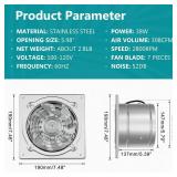 HG Power 6 Inch Exhaust Fan: Kitchen Exhaust Fans with Switch Portable Attic Vent Fan with 8 Feet Power Cord Plug-in Garage Ventilation Fan with Damper Shop Chicken Coop Basement Smoking Room Silver