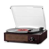 Vinyl Record Player Turntable with Built-in Bluetooth Receiver & 2 Stereo Speakers, 3 Speed 3 Size Portable Retro Record Player for Entertainment and Home Decoration