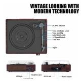Vinyl Record Player Turntable with Built-in Bluetooth Receiver & 2 Stereo Speakers, 3 Speed 3 Size Portable Retro Record Player for Entertainment and Home Decoration