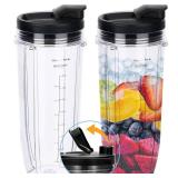 Replacement 32oz Blender Cup with Sip & Seal Lid For Nutri Ninja BL450 BL454 Bl455 BL456 BL480 BL481 BL482 BL490 BL640 BL642 BL682 SS101 SS401 SS351 Nutri Ninja Auto IQ Series Blenders
