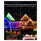 MIMIRGB Permanent Outdoor Lights Pro,200ft with 120 LED RGB IC Smart Eave Light for Outdoor Decorations,IP67 Waterproof with Remote/App Control,DIY LED Scenes Modes for House Roof Decor, Black powers 