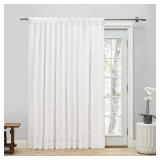 Haven White Polyester Solid 104 in. W x 84in. L Rod Pocket Patio Blackout Curtain (Single Panel) - Retail: $133