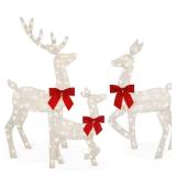 Best Choice Products 4ft 3-Piece Lighted 2D Christmas Deer Set Outdoor Yard Decoration w/ 175 LED Lights  Stakes - White - Retail: $90