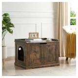 Unipaws Designer Cat Litter Box Furniture  Cat Washroom Storage Bench  Rustic - Retail: $194