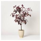 34\" Black Plum Leaf Potted Artificial Fall Mini Tree - Hearth & Handâ¢ with Magnolia - Retail: $60