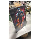 3Pcs American Football Wall Art Graffiti Cool Sport Themed Picture Watercolour Color Splash Ink Rugby Gaming Canvas Poster Print Artwork for Boys Room Teen Kids Playroom Wall Decor 16x24in Unframed - 