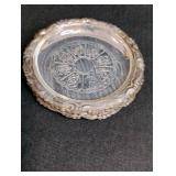 Cut Crystal Coasters with Silver Rim