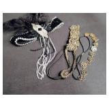 Art Deco Style Beaded Applique with Feathers