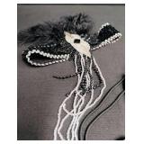 Art Deco Style Beaded Applique with Feathers