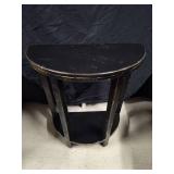 Small Rounded Black Wood Side Table