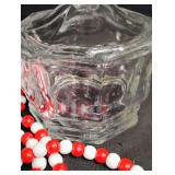 Red and White Plastic Bead Necklace with Tassel