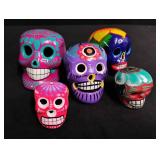 Mexican Sugar Skull Decorations - Set of 5