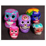 Mexican Sugar Skull Decorations - Set of 5