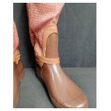 Brown Textured Knee-High Rain Boots. Size 10.