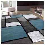 Modern Geometric Area Rug - Turquoise, Gray and White 160 X 220 _ 5