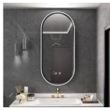 LED Bathroom Oval Mirror with Black Frame - Retail: $177