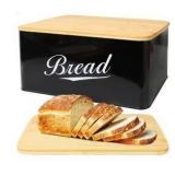 Modern Metal Bread Box with Bamboo Lid - Retail: $25