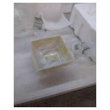 Floral Pattern Yellow Border Divided Serving Dish four plates two bowls one saucer - Retail: $15