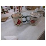 Cardinal and Poinsettia Holiday Mugs - Retail: $24