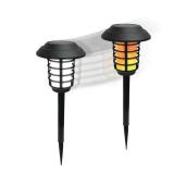 Bell + Howell Solar Pathway Lights  Bright White & Flickering Flame Solar Torches Waterproof Outdoor Lighting Landscape Lights Dusk to Dawn Auto On/Off for Garden Patio Yard- 2 Pack - Retail: $54