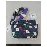 Lug RFID Medium Crossbody Floral Bag & Strap with Purple Strap - Initial G - Retail: $47