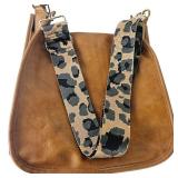 Camel Color Vegan Leather Crossbody with Camo Strap - Retail: $49