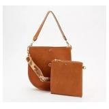Ahdorned Double Entry U-Shaped Messenger Bag Set - Camel - Retail: $39
