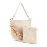 Double-Entry U-Shaped Messenger Bag with Pouch - Cream - Retail: $23