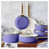 GreenPan Reserve 10pc Hard Anodized Healthy Ceramic Nonstick Cookware Set Periwinkle: Dishwasher-Safe, Induction Compatible - Retail: $575