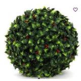 Set of 2 - Artificial Holly Ball Topiary - Retail: $130