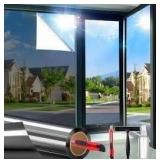 Dwertsy One Way Window Privacy Film, Black-Silver, 47.2 Inch Wide