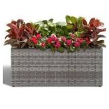 LW Rectangular Wicker Block Planter Box, Gray, 30