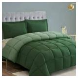 HIG Light Weight Down Alternative Comforter Set, Green, 90x92