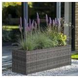Modern Rectangular Rattan Planter Box 30x12x16