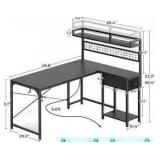 Modern L-Shaped Gaming Desk with Storage Shelves