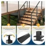 2 Pack One-Stop Stair Cable Railing Posts Kit 42", 33 Degree Drilled Black Stair Posts