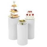 3 PCs Cylinder Pedestal Stands, White