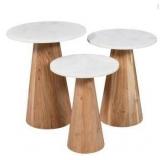 Waltham Nolan 3 Piece Accent Table Set In White And Natural