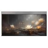 Framed Flower Print Wall Decor, Approximately 58x28.75 Inch