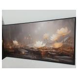 Framed Flower Print Wall Decor, Approximately 58x28.75 Inch