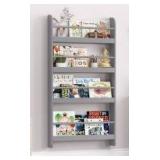 4-Tier Wall Bookshelf For Kids, Gray